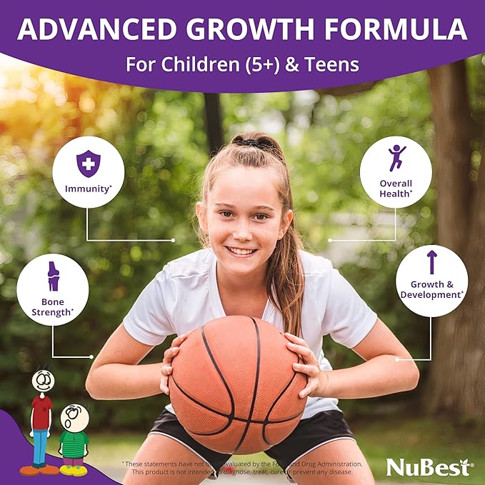 NuBest Tall, Bone Health Supplement - Grow Taller, Strength Increase Formula for Children (5+) & Teens Helps Maximum Bone Health with Calcium, Collagen & Herbs - 6 Pack