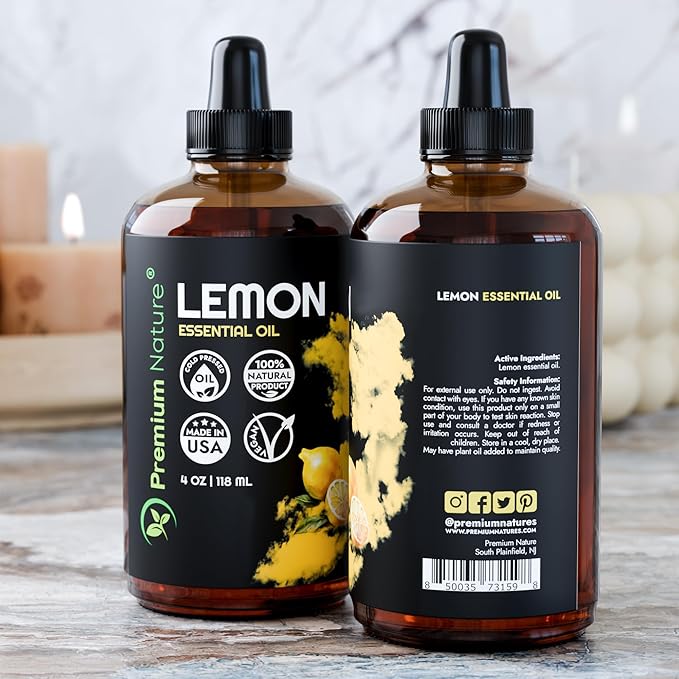 Lemon Essential Oil for Diffuser Aromatherapy Oils for Laundry and for Skin Pure Essential Oils for Soap Making Lemon Oil for Diffuser Oil 4 oz
