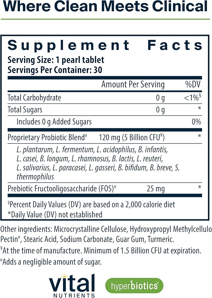 Hyperbiotics Vital Nutrients Pro-15 Prebiotics and Probiotics for Women and Men | 15 Science Backed Strains | Supports Occasional Constipation, Diarrhea, Gas & Bloating | 30 Vegan Time Release Pearls