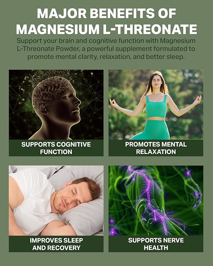 RetzlerRx Magnesium L-Threonate Powder with Magtein® - Brain-Supporting Magnesium Threonate Complex - Unflavored, Gluten-Free Supplement for Cognitive Health - 60 Servings