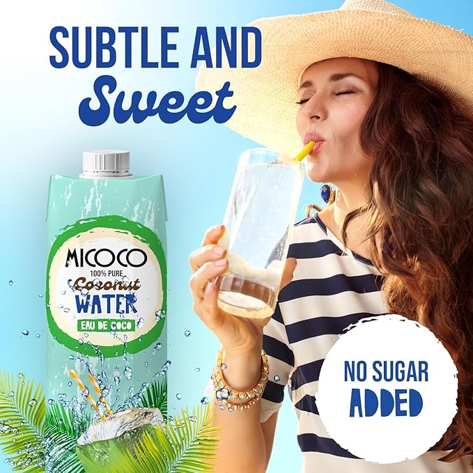 MICOCO Coconut Water, No Added Sugar, 16.9 Fl Oz (Pack of 12)