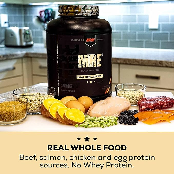 REDCON1 MRE Protein Powder, Strawberry Shortcake - Meal Replacement Protein Blend Made with MCT Oil & Whole Foods - Protein with Natural Ingredients to Aid in Muscle Recovery (25 Servings)
