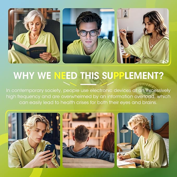 Lutein Eye Vitamins 14 in 1 Supplement Eye Vitamins for Ocular Health, Dry Eye Support, Memory & Focus Supplement, Contains Lutein, Zeaxanthin, Zinc, Vitamins A/C/E, 120 Capsules