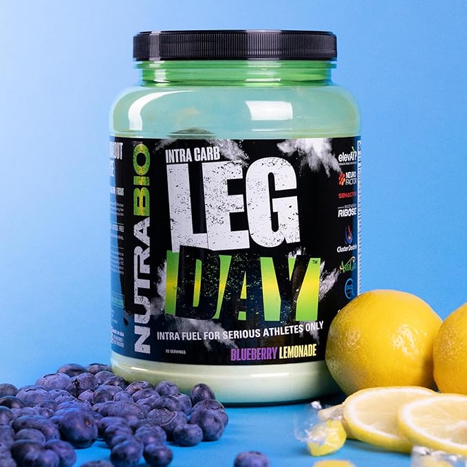 NutraBio Leg Day Intra Workout Powder – Advanced Carb Supplement with Cluster Dextrin & Electrolytes – Carb Powder with EAAs/BCAAs – Cyclic Dextrin for Performance – Blueberry Lemonade, 20 Servings