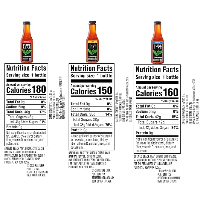 Pure Leaf Iced Tea, Sweetened 3 Flavor Variety Pack, 18.5 Fl Oz Bottles (Pack of 12)