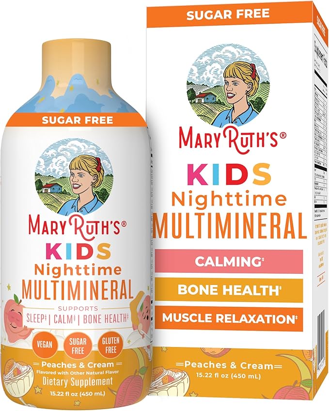 Kids Liquid Nighttime Multimineral by MaryRuth's | Bone Health | Immune Function | Bedtime Supplement | Kids Vitamins | Magnesium | Vegan | Sugar Free | 30-180 Servings | 15.22 fl oz