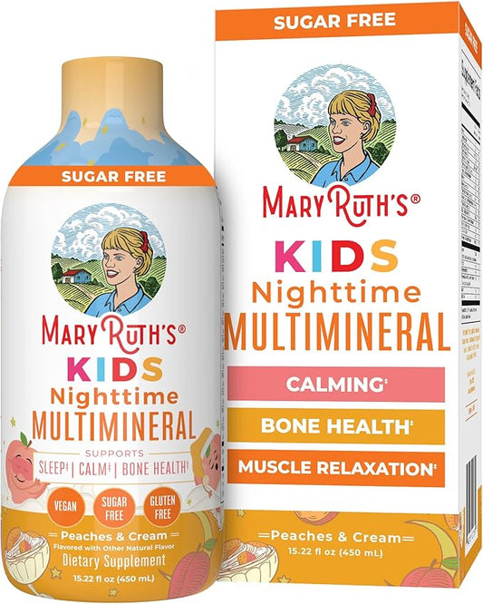 Kids Liquid Nighttime Multimineral by MaryRuth's | Bone Health | Immune Function | Bedtime Supplement | Kids Vitamins | Magnesium | Vegan | Sugar Free | 30-180 Servings | 15.22 fl oz