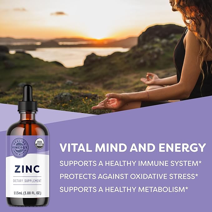 Vimergy Organic Zinc Supplements For Women & Men (7.5mg Liquid Zinc Per Serving) Fast-Absorbing Immune Support, Promotes Healthy Bones & Skin, USDA Certified Organic, Vegan, Up to 57 Servings (115 mL)