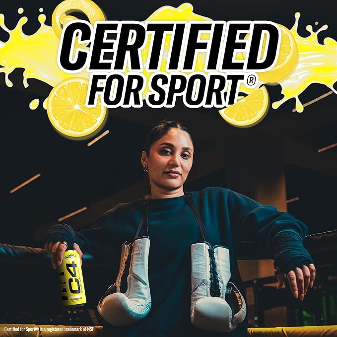 C4 Energy Drink, Lemonade Limited Edition Carbonated, Sugar Free Pre Workout Performance Drink with no Artificial Colors or Dyes, 16oz Pack of 12