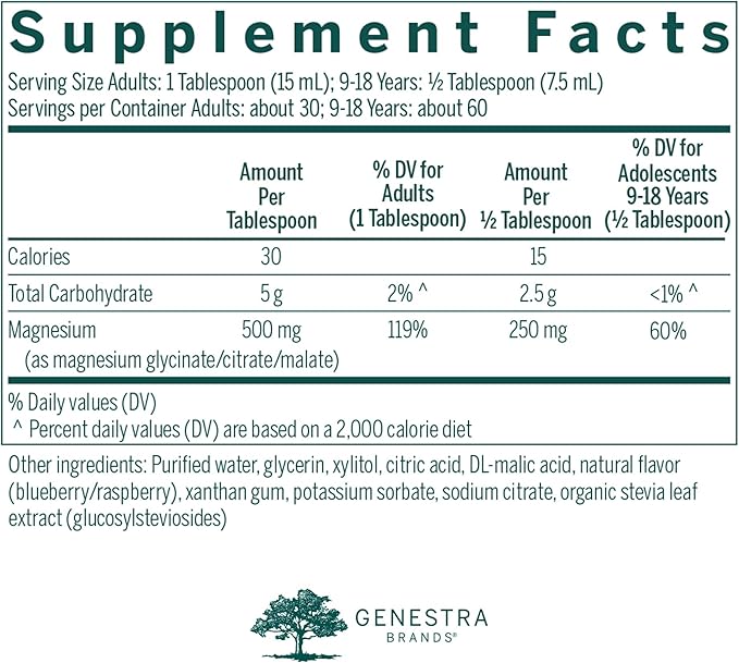 Genestra Brands Magnesium Complex Liquid | Combination of Three Organic Magnesium Sources | 15.2 fl oz