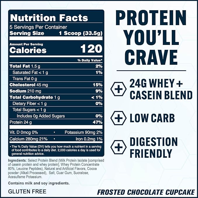 PEScience Select Protein Powder, Whey and Casein Blend, Clean Protein Powder for Women and Men, Low Calorie, Low Carb, Keto Friendly, Gluten Free - Frosted Chocolate Cupcake - 5 Servings