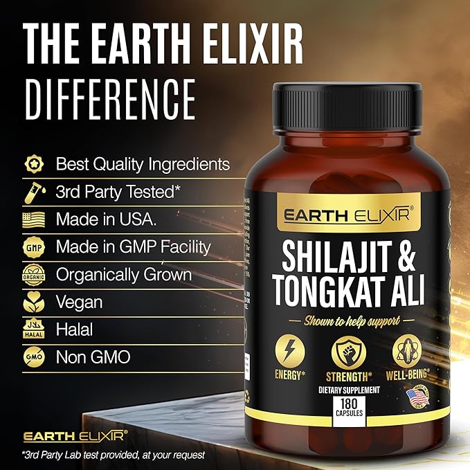 Shilajit 1000mg & Tongkat Ali 400mg (180 Capsules) Made in USA-Shilajit Supplement (20% Fulvic Acid) Shilajit Pure Himalayan Organic & Tongkat Ali for Men More Potent Than Shilajit Resin