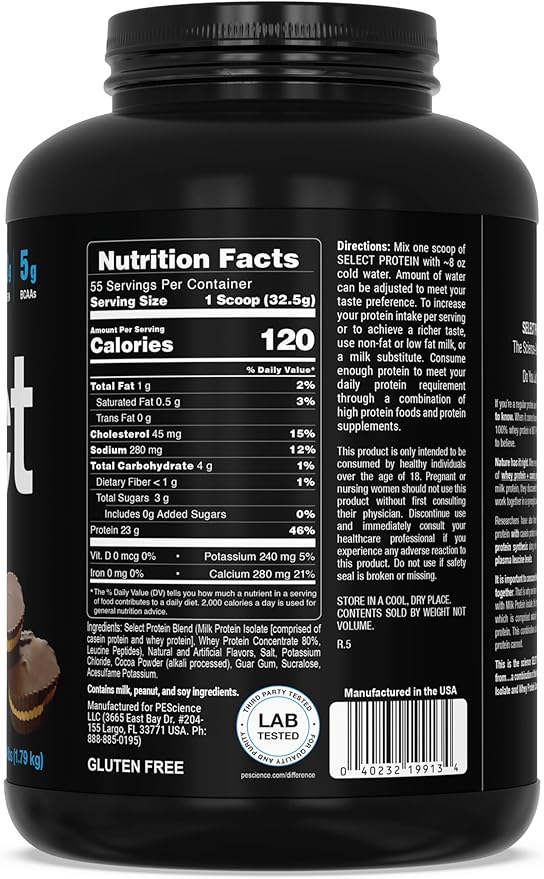 PEScience Select Protein Powder, Whey and Casein Blend, Clean Protein Powder for Women and Men, Low Calorie, Low Carb, Keto Friendly, Gluten Free - Chocolate Peanut Butter Cup - 55 Servings