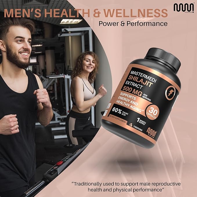 MasterMedi Shilajit 500mg – Pure Himalayan Extract Standardized to Fulvic Acid – Energy, Stamina & Vitality Support – 30 Vegan Capsules – Non-GMO, Gluten-Free, No Fillers, Made in India