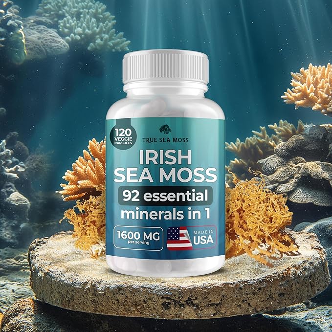 Irish Sea Moss Capsules - 120 Original Capsules (1600mg) - Prebiotic Superfood - Boosts The Immune & Digestive System - Healthy Skin, Keto Detox, Gut, Joint Support