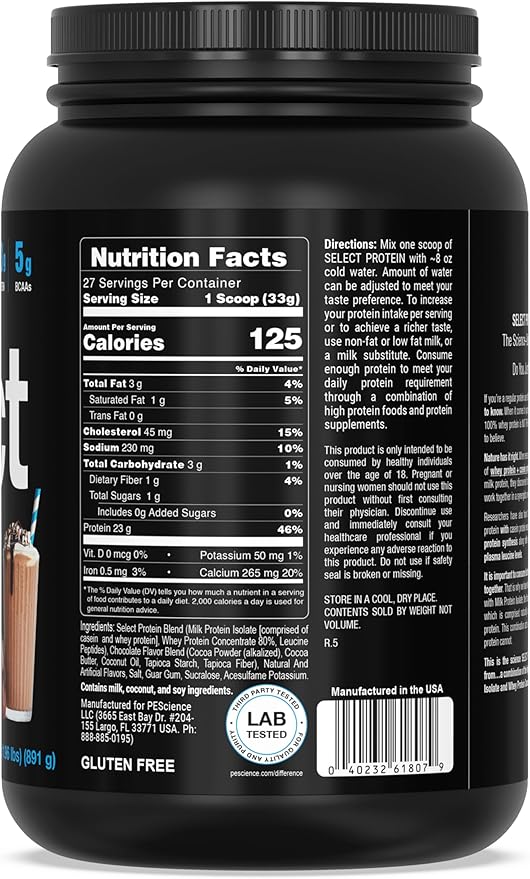PEScience Select Protein Powder, Whey and Casein Blend, Clean Protein Powder for Women and Men, Low Calorie, Low Carb, Keto Friendly, Gluten Free - Chocolate Truffle - 27 Servings
