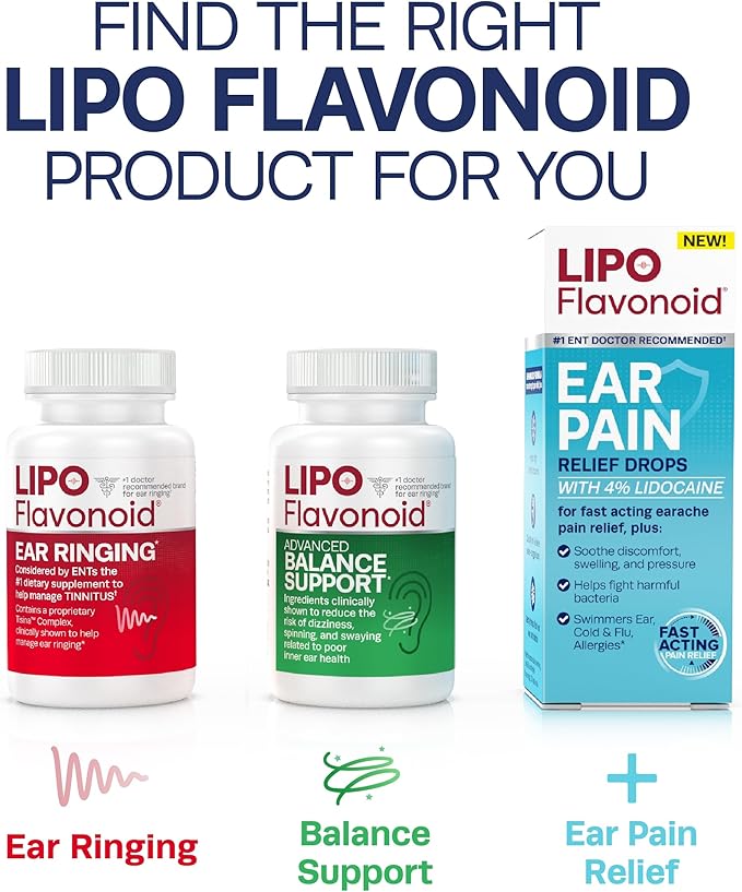 Lipo-Flavonoid Balance Support Supplement - Inner Ear Health & Vertigo Relief with Ginkgo Biloba, Bioflavonoids, & B Vitamins - Reduces Dizziness, Spinning, & Swaying - 30-Count
