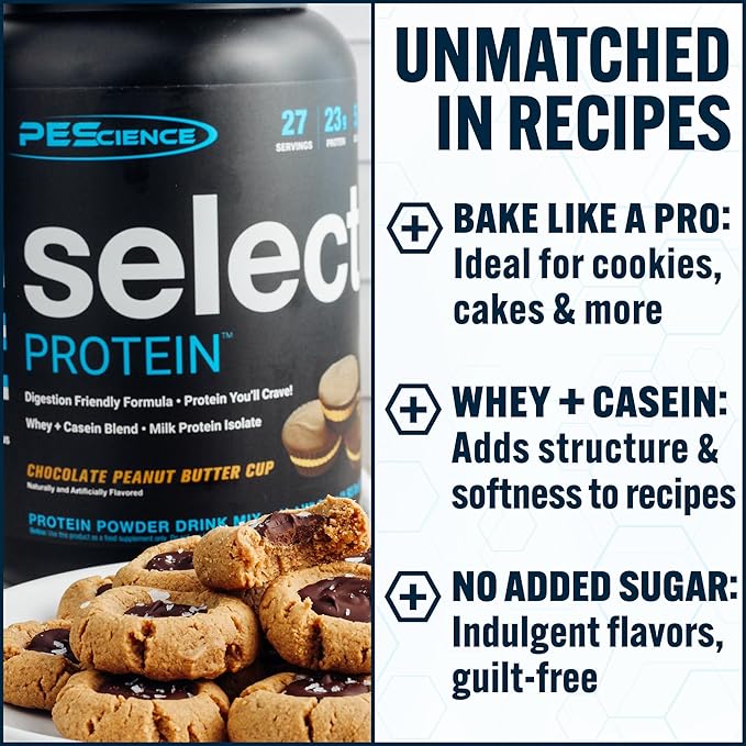 PEScience Select Protein Powder, Whey and Casein Blend, Clean Protein Powder for Women and Men, Low Calorie, Low Carb, Keto Friendly, Gluten Free - Peanut Butter Cookie - 5 Servings