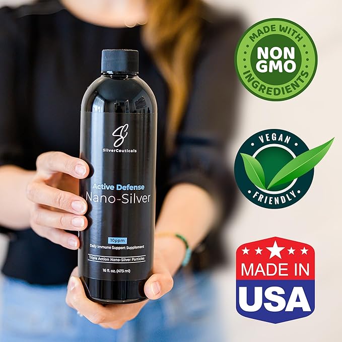 Colloidal Silver w/Nano Technology - 10ppm 16oz - 8X More Effective - Natural Immune Support - Save The Sick Days - Ages 5 & Up - Outperforms Higher PPM Silvers - No Taste & Smell - 3rd Party Tested