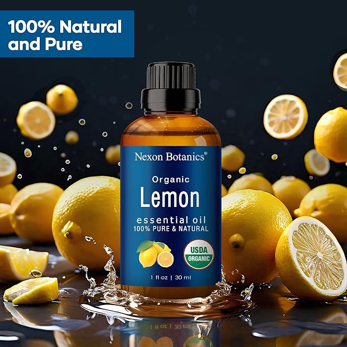 Organic Lemon Essential Oil 30 ml - Pure, Natural Oils for Aromatherapy, Diffusers, DIY, Candle and Soap Making Scent - Nexon Botanics
