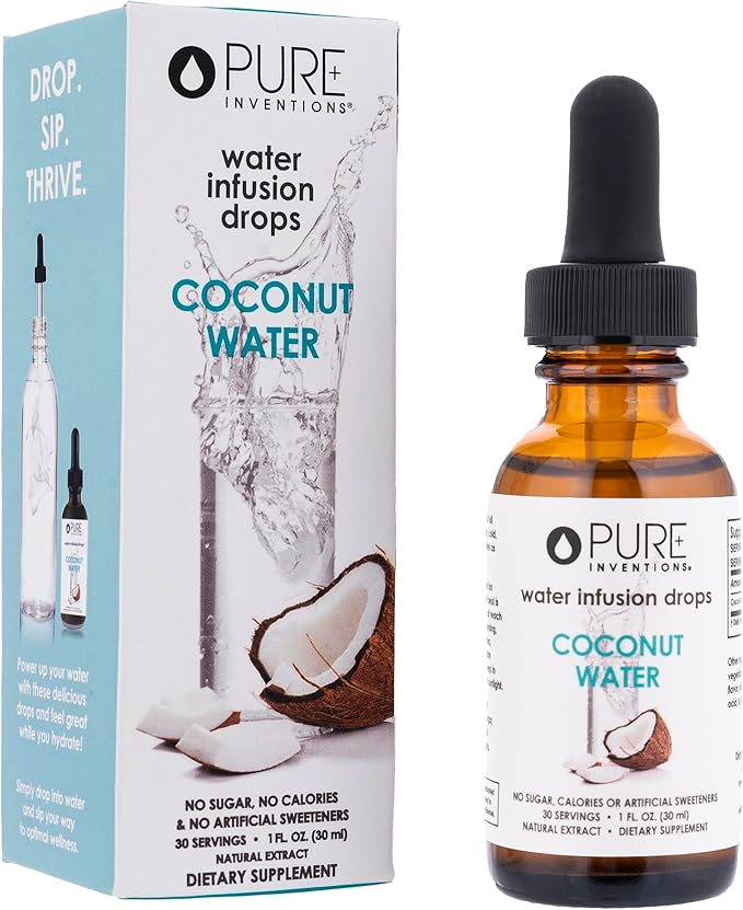 Pure Inventions Coconut Water - Water Enhancer Drops - Electrolyte Hydration - No Sugar, Calories, or Artificial Sweeteners - 30 Servings, 1 oz