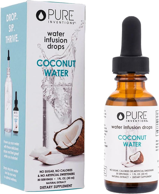 Pure Inventions Coconut Water - Water Enhancer Drops - Electrolyte Hydration - No Sugar, Calories, or Artificial Sweeteners - 30 Servings, 1 oz