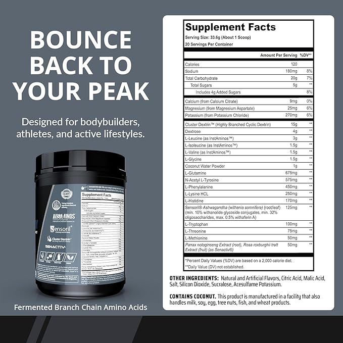Granite Nutrition Recovery - Premium Intra-Workout Drink with EAAs, Cluster Dextrin, Sensoril & Senactiv for Athletic Performance and Lean Muscle Gains - Fruit Blast (30 Servings)