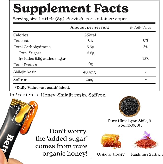 Pure Himalayan Shilajit Sticks with Organic Honey, Saffron | Easy to Consume Shilajit| Energy Boost & Immune Support, 85+ Trace Minerals, 75%+ Fulvic Acid (Pack of 2)