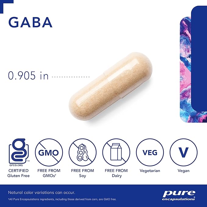 Pure Encapsulations GABA - Supplement to Support Relaxation & Moderation of Occasional Stress - with Premium GABA Amino Acids - 60 Capsules
