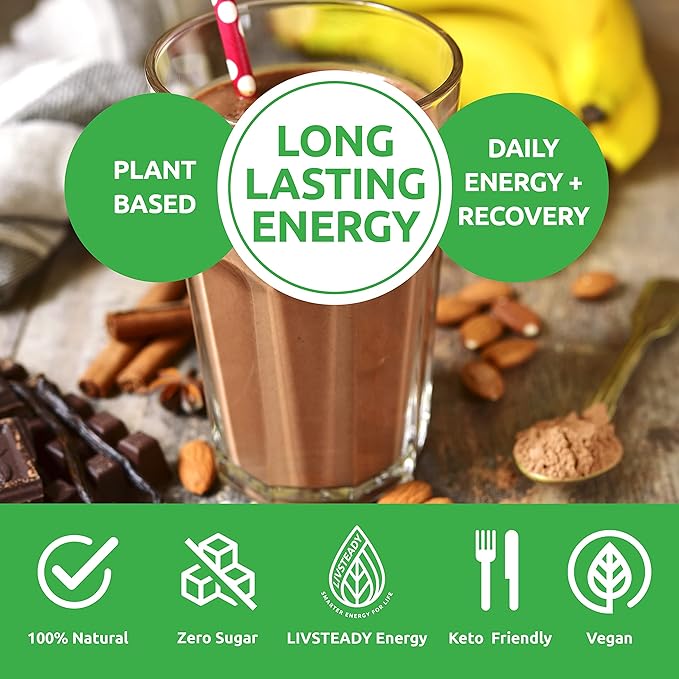 UCAN Energy + Plant Protein Powder - Vegan Plant Based Protein 20g Pea Protein with Amino Acids EAAs & BCCAs - Keto Protein Powder - No Added Sugar, Gluten-Free - Chocolate -12 Servings