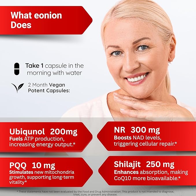 NAD+ CoQ10 PQQ and Shilajit - Longevity, Healthy Aging, Heart & Brain - Superior Bioavailable - Cellular Energy, Mitochondrial,- Nicotinamide Riboside, Ubiquinol - 60 Days Vegan Supply