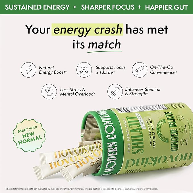 Pure Himalayan Shilajit Sticks with Honey for Men & Women - Ginger Flavor | Pack of 30 Premium Energy Sticks | 75%+ Fulvic Acid, 85+ Trace Minerals | Supports Digestion & Aids Muscle Recovery