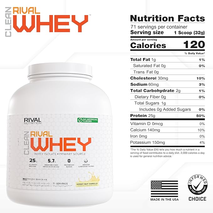 Naturally Flavored Rival Whey - Honey Nut Vanilla- 5lb