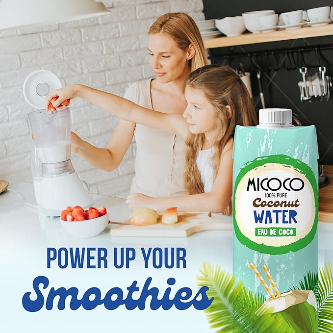 MICOCO Coconut Water, No Added Sugar, (1L) 33.8 Fl Oz (Pack of 12)