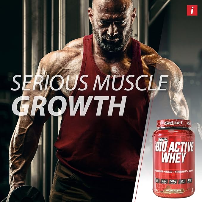 iSatori 100% Bio-Active Whey Protein, Muscle Growth & Recovery with Whey Isolate, Hydrolysate, Concentrate, BCAAs & Colostrum Peptides, 25g of Protein Per Serving - Chocolate Sensation (26 Servings)