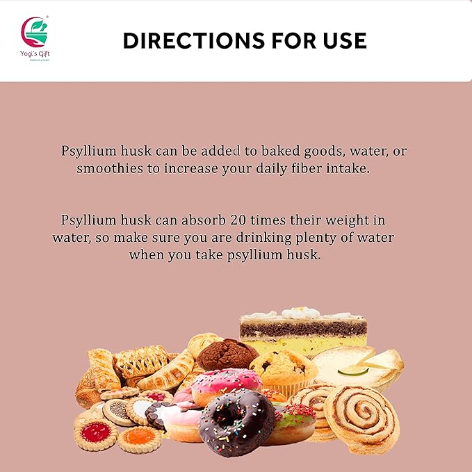Psyllium Husk Powder 2 lb (32Oz) 98% Purity, Premium Quality, Use for Baking, Cooking and Beverages, 100% Natural Fine Ground, Non GMO by Yogi's Gift®