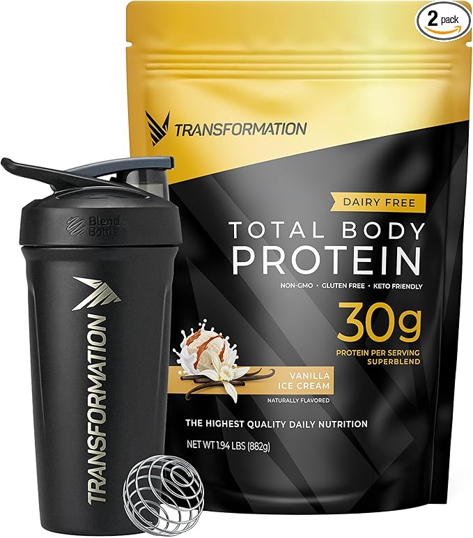 Transformation Vanilla Protein Powder & Performance Insulated Shaker Bottle | 30G Multi-Protein Superblend | Collagen Peptides, Egg White & Plant Blend | MCT Oil | BCAA Amino Acids