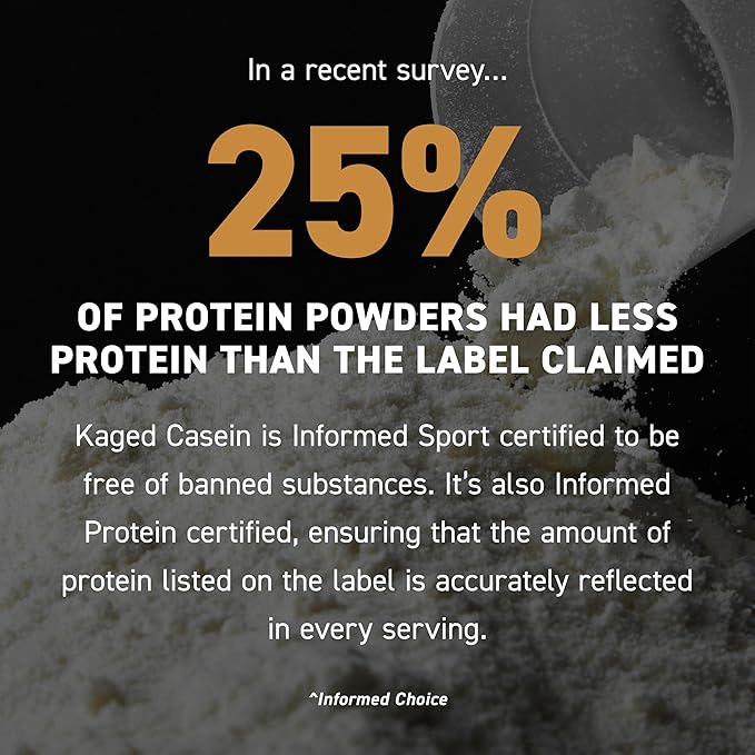 Kaged Premium Casein Protein Powder Vanilla Micellar Casein Banned-Substance Free Supplement Build Muscle and Recover Faster Kasein 27 Servings