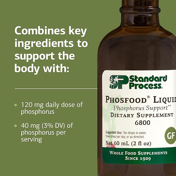 Standard Process Phosfood Liquid - Phosphorus Supplement for Nutritional Balance - Gluten-Free, Vegan & Non-Soy - 60 mL (2 fl oz)
