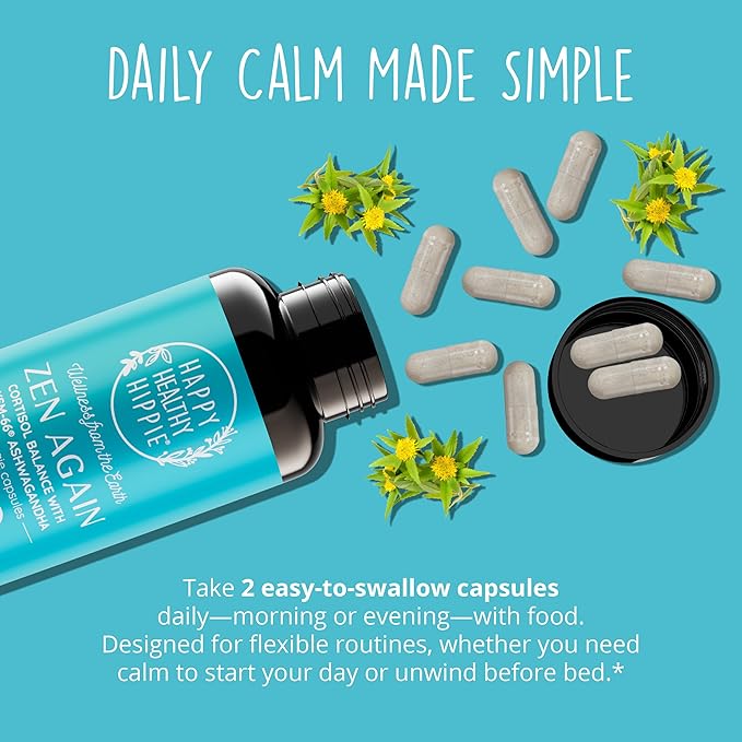 Zen Again Cortisol Manager with Ashwagandha KSM-66 | Cortisol Supplements for Women | 11-in-1 Complex | Natural Stress Support Supplement with L-Theanine, Rhodiola & Magnesium | Vegan, 60 Ct (2Pk)