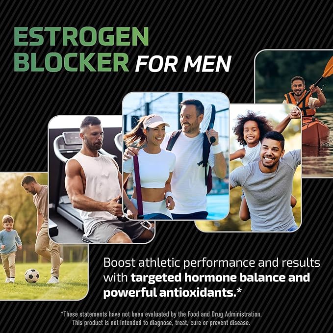 DIM Supplement for Men 300mg | Estrogen Blocker & Aromatase Inhibitor | Extra Strength Men’s Hormone Balance & Fitness Booster with Diindolylmethane Plus CDG & Broccoli Floret | Gluten-Free | 60 Ct