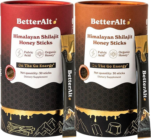 Pure Himalayan Shilajit Sticks with Organic Honey, Saffron| Easy to Consume|30 Sticks for Energy Boost & Immune Support, 85+ Trace Minerals, 75%+ Fulvic Acid (Pack of 2) Cinnamon + Caramel