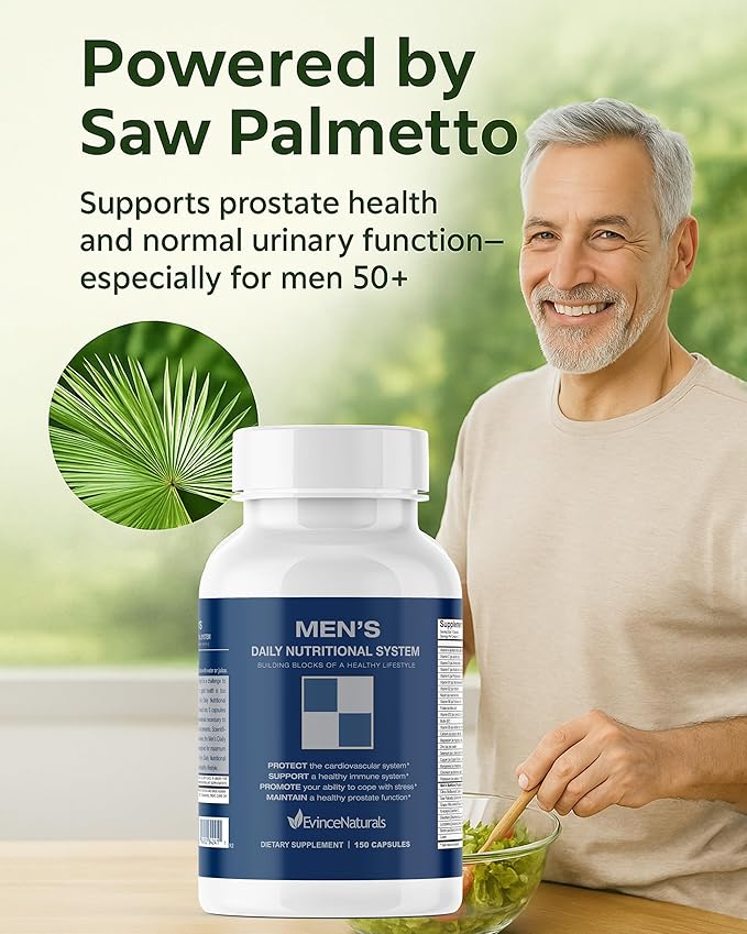 Multivitamin for Men - Men's Daily Nutritional System with Essential Vitamins & Saw Palmetto for Overall Wellbeing & Prostate Support - 150 Capsules