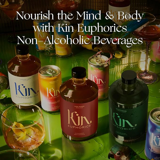 Kin Euphorics High Rhode Non-Alcoholic Aperitif | Elevate Your Social Hour | Adaptogens, Nootropics & Botanicals | Rhodiola Rosea, 5-HTP, GABA | Citrus, Bitters & Spices | 16.9 fl oz