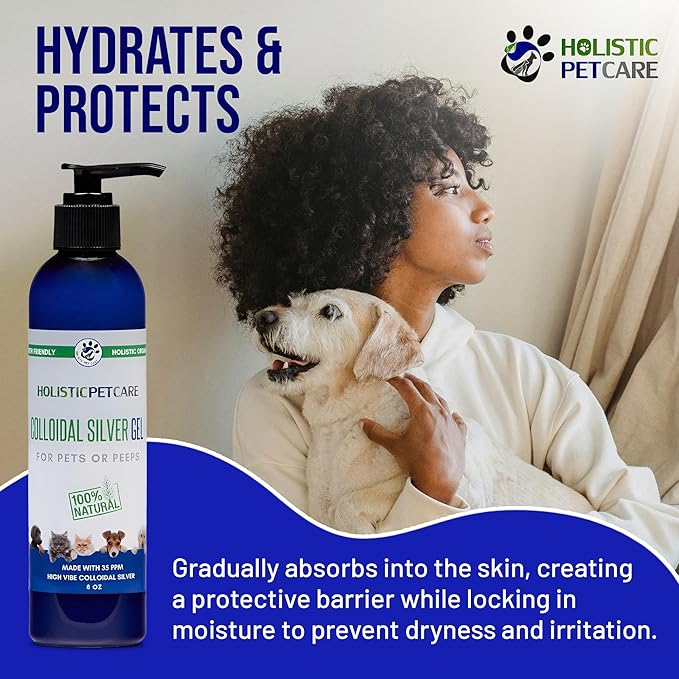 Colloidal Silver Gel – Natural Healing Gel for Pets, Non-Irritating Formula for Skin Irritations, Minor Abrasions, and Dryness, Soothing and Gentle, 8oz Bottle