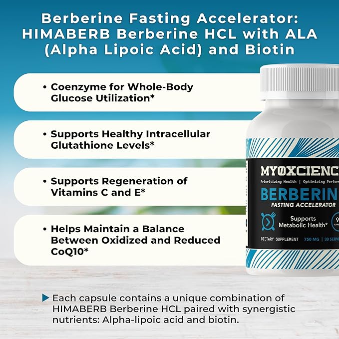 MYOXCIENCE Berberine Fasting Accelerator | Berberine HCL with ALA (Alpha Lipoic Acid) and Biotin (90 Capsules)