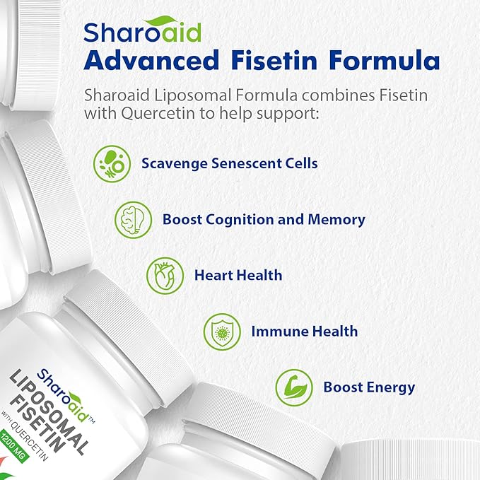 Liposomal Fisetin with Quercetin Supplements 1200 mg per Serving,High Absorption Polyphenols Antioxidants for Women,Men,Non-GMO,Gluten-Free,6 Bottle-360 Softgels