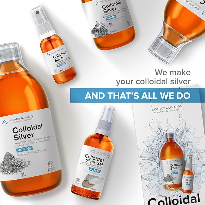 Colloidal Silver Liquid 10 fl oz & Spray to Fill ● Bioactive Hydrosol Silver Water ● Natural Immune Support Nano Sol Supplement Solution ● Ionic Minerals 40 PPM ● Organic Structured Plata Coloidal
