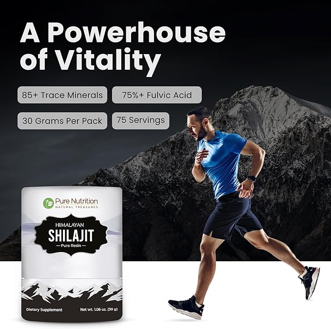 Pure Nutrition Himalayan Shilajit Resin for Men & Women | 30 Gram | 75 Servings | High Potency Pure Himalayan Shilajit Resin with 85+ Trace Minerals, 75%+ Fulvic Acid