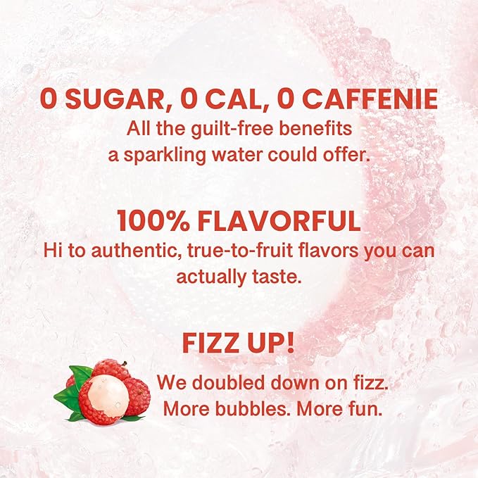 CHI FOREST Sparkling Water Beverage, Lychee & White Peach, 2 Flavors, Zero Sugar, 12 fl oz Cans (Pack of 24)